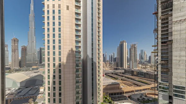Panorama Que Muestra Los Rascacielos Más Altos Centro Dubai Ubicado — Foto de Stock