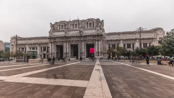 Panorama Milano Centrale Timelapse Main Central Railway Station City Milan — Stock Photo, Image