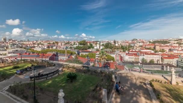 Panorama Que Muestra Vista Aérea Sobre Centro Lisboa Timelapse Desde — Vídeo de stock