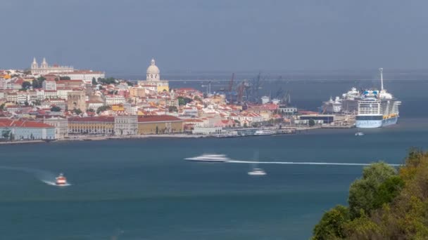 Vue Aérienne Lisbonne Sur Tage Point Vue Cristo Rei Almada — Video
