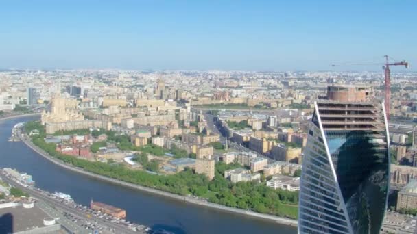 Aerial Panorama Skyscrapers Moscow City Business Complex Timelapse Top View — Stock Video