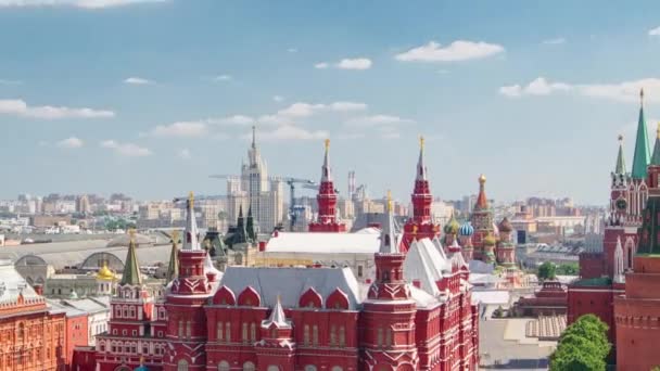 Pohled Manezh Náměstí Hotel Moskva Historické Muzeum Kreml Vzduchu Timelapse — Stock video