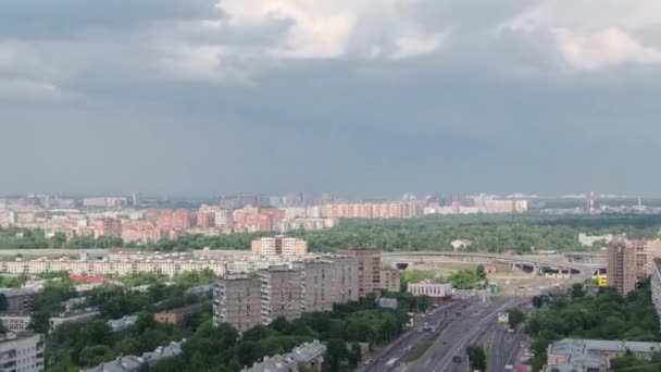 Widok Góry Ruchu Wzniesieniu Alei Wiadukt Lotniczy Timelapse Autostradzie Jarosławia — Wideo stockowe