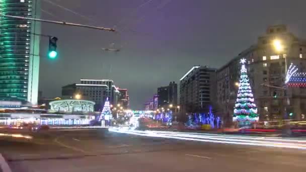 Arbat Utca Egy Nyüzsgő Főút Moszkvában Életre Kel Csillogó Téli — Stock videók