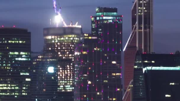 Skyscrapers International Business Center City Night Sparrow Hills Day Night — Wideo stockowe
