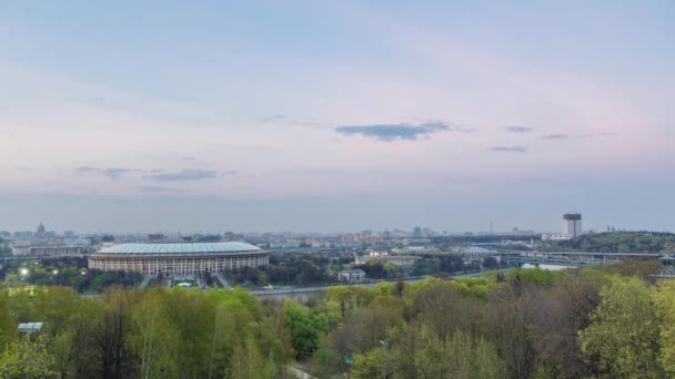 Panoramiczny Widok Miasto Moskwa Rosja Sparrow Hills Zachodzie Słońca Dzień — Wideo stockowe
