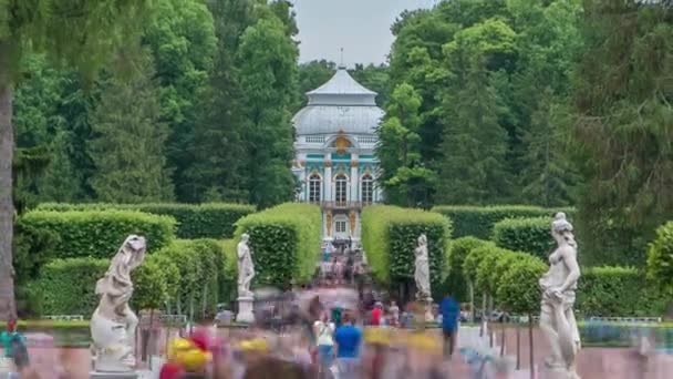 Tsarskoye Selo Pushkin Timelapse는 러시아 상트페테르부르크의 매력을 포착합니다 나무와 관목이 — 비디오