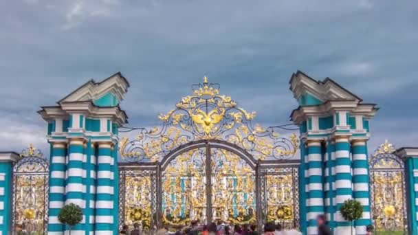 Timelapse Hyperlapse Golden Gate Csúcspontja Pushkin Csarskoye Selo Egyik Petersburgi — Stock videók