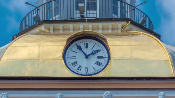 Timelapse Admiralty Building Tower Clock Petersburgu Rosja Close View Clock — Wideo stockowe
