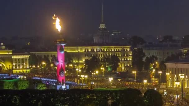 Scarlet Sails Festival Aerial Timelapse Petersburg City Russia Rooftop Impresionante — Vídeo de stock
