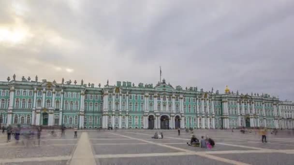 Hermitage Museum Palace Square Timelapse Hyperlapse Bývalý Zimní Palác Ruských — Stock video