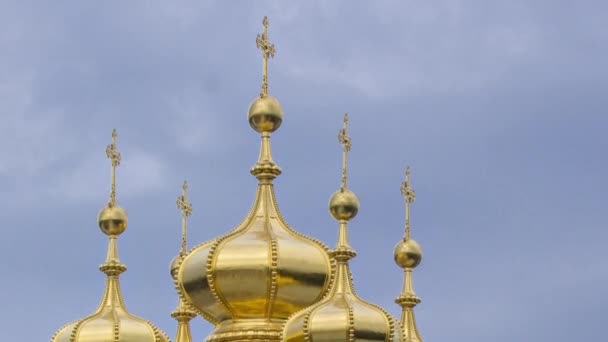 Carskoye Selo Kateřinský Palác Kostel Vzkříšení Zlatými Kopulemi Timelapse Státní — Stock video