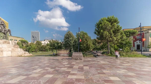 Panorama Showing Skanderbeg Memorial Ethem Bey Mosque Theater Main Square — Stock Photo, Image