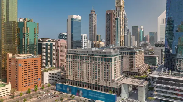 Міжнародний Фінансовий Район Дубай Вранці Після Сходу Сонця Панорама Ділових — стокове фото
