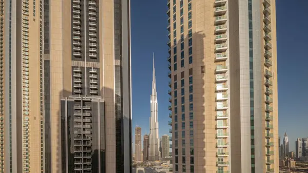 Rascacielos Más Altos Centro Dubai Ubicados Calle Boulevard Cerca Del — Foto de Stock