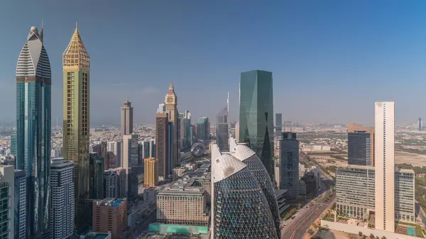 Vista Panorâmica Dos Edifícios Altos Sheikh Zayed Road Dubai Emirados — Fotografia de Stock