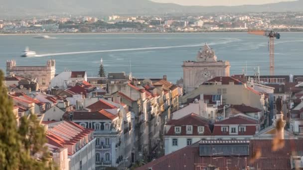 Αεροφωτογραφία Της Lisboa Στο Κέντρο Του Timelapse Κατά Διάρκεια Του — Αρχείο Βίντεο