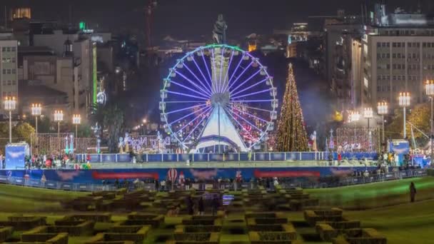 Grande Roue Intérieur Événement Traditionnel Noël Parque Eduardo Vii Timelapse — Video