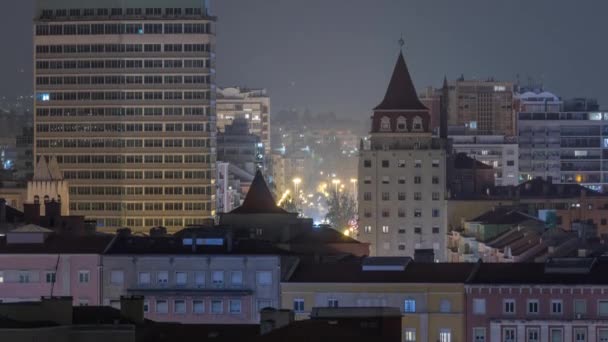 Район Лисбона Жилыми Офисными Зданиями Португалия Виден Сверху Движение Авенида — стоковое видео