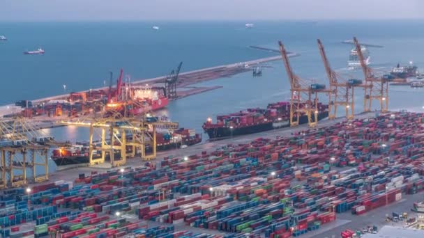 Day Night Transition Timelapse Pacionas Seaport Loading Docks Dalam Bahasa — Stok Video