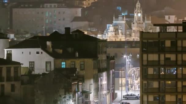 Місто Порту Вночі Португалії Старе Місто Понте Дом Луїс Арктичний — стокове відео