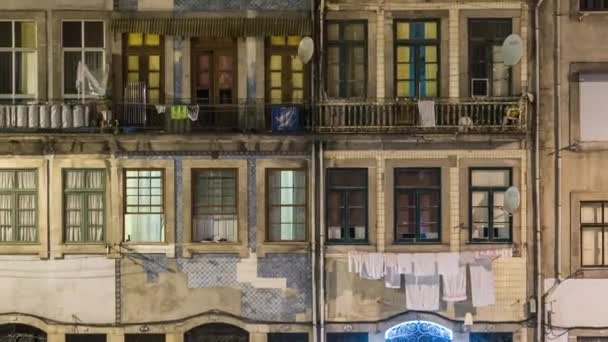 Waterfront Traditional Quaint Houses Old Vintage Touristic Ribeira District Porto — Stock Video