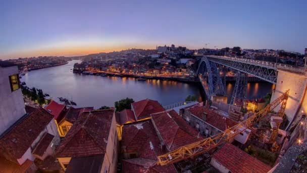 Панорама Старого Міста Порто Від Річки Duoro Порту Транспортування Човнів — стокове відео