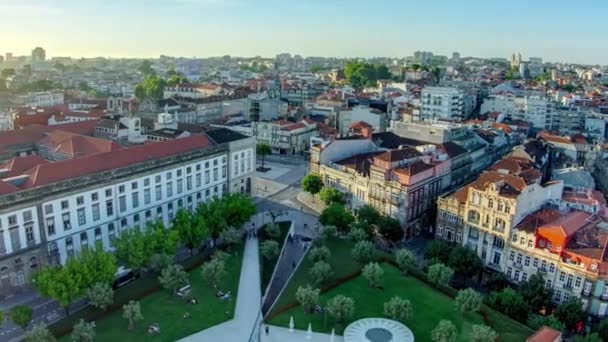 Praca Lisboa Vue Aérienne Panoramique Depuis Tour Clerigos Porto Timelapse — Video
