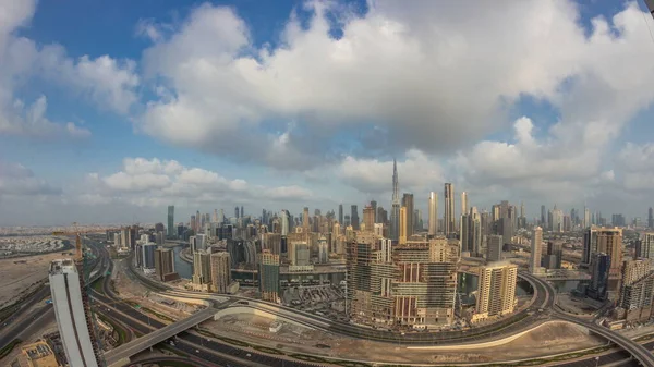 Panoramatické Panorama Dubaje Obchodní Zátokou Centrem Města Vzdušný Široký Pohled — Stock fotografie
