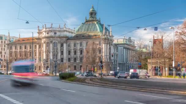 Yttre Över Justitiepalatset Vid Karlsplatz Timelapse München Huvudstad Bayern Tyskland — Stockvideo
