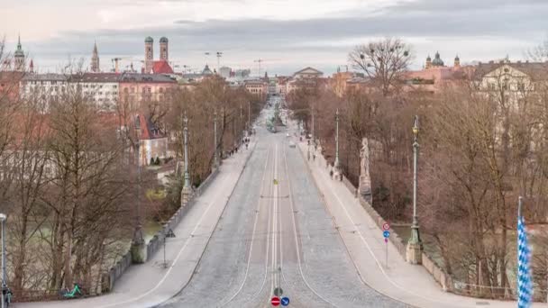 Panoramisch Uitzicht Vanuit Maximilianeum Timelapse Met Auto Tram Maximilian Bridge — Stockvideo