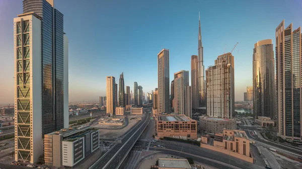 Vue Panoramique Aérienne Dubai Downtown Skyline Avec Nombreuses Tours Timelapse — Photo