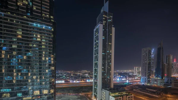 Panorama Mit Luftaufnahme Der Skyline Von Dubai Downtown Und Business — Stockfoto