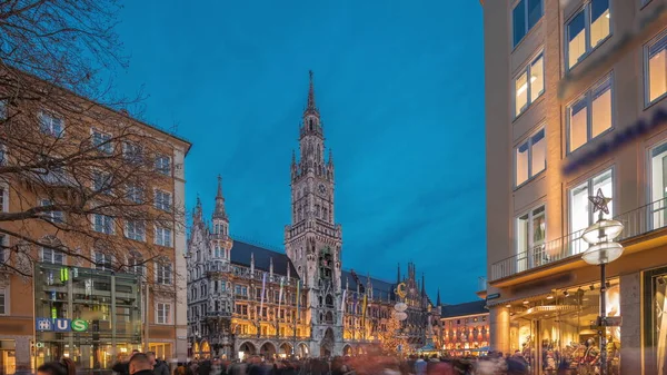 Marienplazt Old Town Square New Town Hall Day Night Transition — Stock Photo, Image