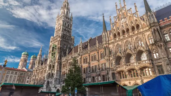 Marienplazt Old Town Square New Town Hall Timelapse Neues Rathaus — Stock Photo, Image