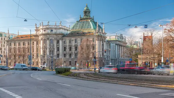 Exterior View Palace Justice Karlsplatz Timelapse Munich Capital Bavaria Germany — Stock Photo, Image
