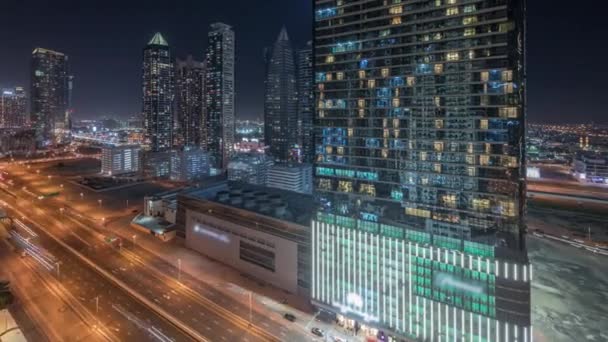 Panorama Mostrando Skyline Distrito Baía Negócios Com Arquitetura Moderna Timelapse — Vídeo de Stock