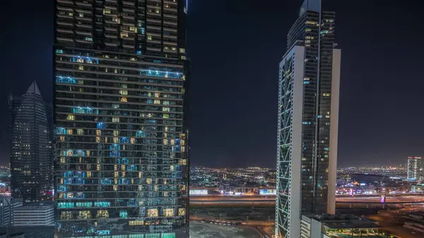 Panorama Met Uitzicht Vanuit Lucht Skyline Van Dubai Downtown Business — Stockfoto