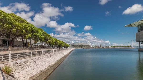 Panorama Showing Lisbon Oceanarium Timelapse Located Park Nations Parque Das — Stock Photo, Image