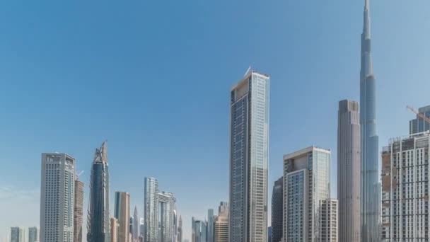Panorama Mostrando Vista Aérea Dubai Downtown Business Bay Skyline Com — Vídeo de Stock