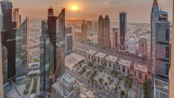 Edificios Gran Altura Sheikh Zayed Road Dubai Emiratos Árabes Unidos — Vídeos de Stock