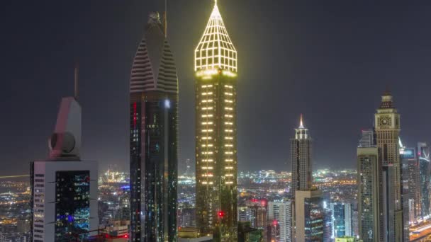 Skyline Ansicht Von Hochhäusern Der Sheikh Zayed Road Dubai Während — Stockvideo
