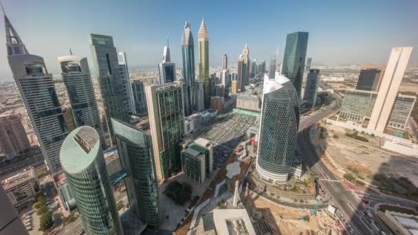 Ουράνια Θέα Των Πολυόροφων Κτιρίων Στην Οδό Sheikh Zayed Στο — Αρχείο Βίντεο