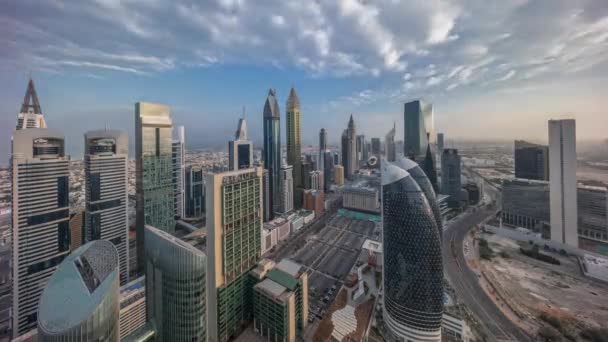 Скайлайн Панорамний Вид Багатоповерхові Будівлі Шейх Заїд Роуд Дубаї Повітряний — стокове відео