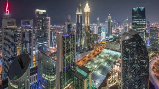 Skyline Вид Висотних Будівель Шейх Зеед Роуд Дубаї Протягом Всієї — стокове відео