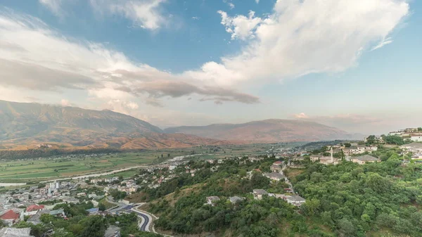 Panorama Der Stadt Gjirokastra Aus Der Sicht Der Festung Der — Stockfoto