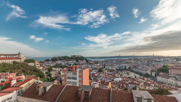 Panorama Lizbon Ünlü Hava Manzarasını Miradouro Senhora Monte Alfama Mauraria — Stok fotoğraf