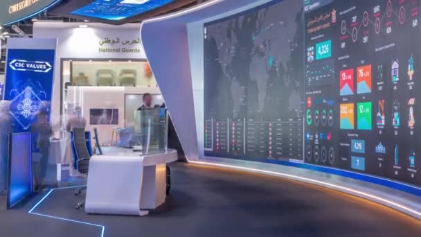 阿布扎比 阿联酋 2023年2月25日 国际防务展览和会议 Idex时代 最重要的三军防御展览 网络安全委员会的立场 — 图库视频影像