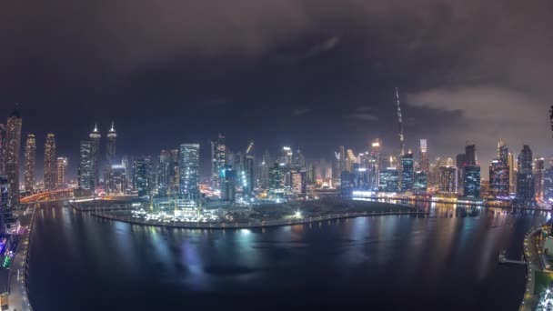 Εναέρια Πανόραμα Ορίζοντα Του Ντουμπάι Business Bay Και Downtown Τους — Αρχείο Βίντεο