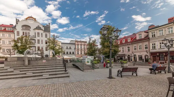 Das Panorama Zeigt Den Neptunbrunnen Auf Dem Altstädter Marktplatz Zeitraffer — Stockfoto